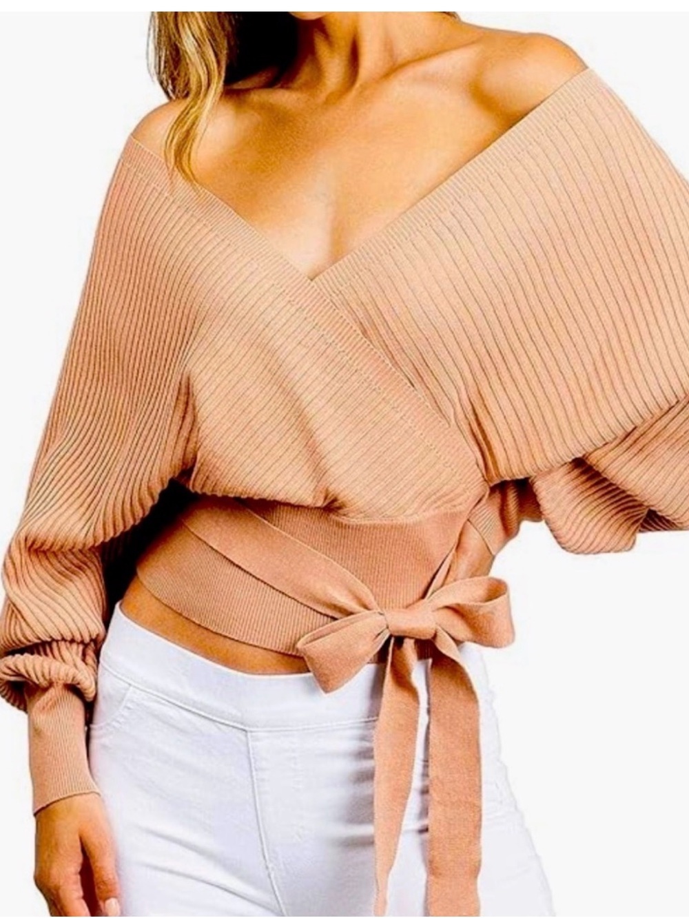 Love Tree tan Ribbed Knit Top
